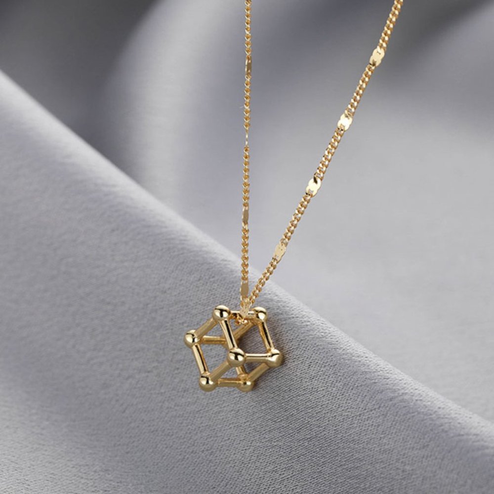 NEW Silver Simple Cube Geometric Necklace - Picture 12 of 12